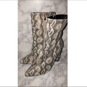 Faux snakeskin booties